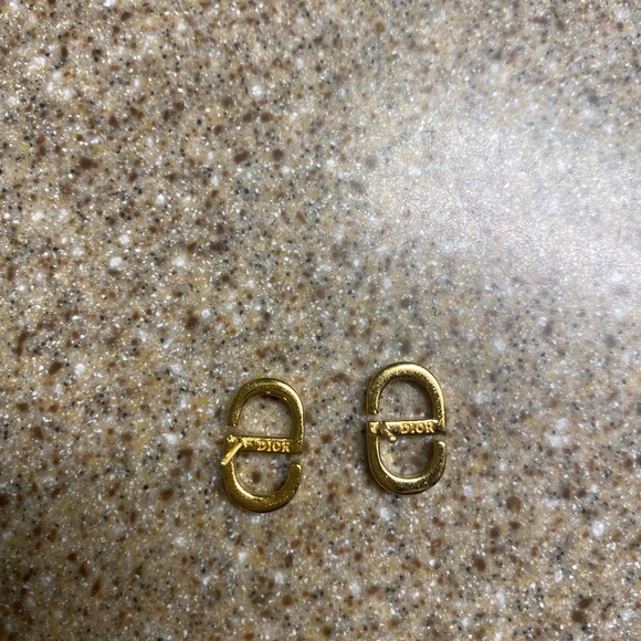 Dior Gold Logo Earrings - Picture 1 of 2